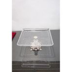 Elta Collection Madlen Kare Servis ve Sunum Tabağı Gümüş Detaylı Metal Ayaklı 24X24X14