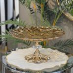 Elta Collection Patentli Tasarım Lüks Kristal Gold Ayaklı Sunumluk Kase - Tabak Meyvelik Şekerlik Dekoratif Obje - Golden