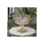 Elta Collection Patentli Tasarım Lüks Kristal Gold Ayaklı Sunumluk Kase - Tabak Meyvelik Şekerlik Dekoratif Obje