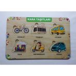 Elux Ahşap Bultak Kara Taşıtları Puzzle Eğitici Oyuncak - Renkli