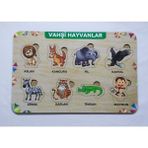 Elux Ahşap Bultak Vahşi Hayvanlar Puzzle Eğitici Oyuncak - Altın