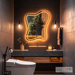 Elvenor Led'li Lazer Kumlamalı Lavabo & Banyo Aynası (Dokunmatik Sensörlü) amber ledli 110 x 90