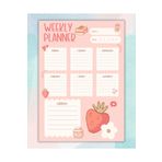 Elvina Paper Çilekli Haftalık Planlayıcı, A5 Boyut, Weekly Planner, Memopad, To Do List, Bloknot, Notepad