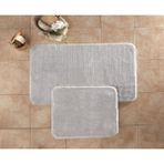 Elvira Home Kaymaz Taban 2'li Gri Yıkanabilir Peluş Banyo Paspası, Banyo Halısı, Klozet Takımı - Açık Gri - 60 x 100 cm