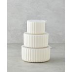 Elvira New Bone China 3'lü Saklama Kabı 300 ML-600 ML-800 ml Krem