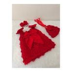 Elwirababyboutiqe kırmızı 3boyutlu güllü elbise
