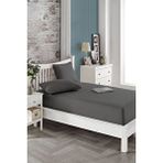 ELY PARKER 90x190 Cm Tek Kişilik Lastikli Çarşaf Takımı, Kumaş, Pamuklu, Yüksek Yatak Antrasit