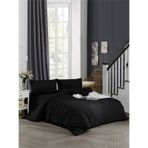 Ely Parker Battal Boy Nevresim Takımı (180x200 Lastikli Çarşaf+Yorgan Kılıfı+Yastık Kılıfı) Siyah 180 x 200 Siyah