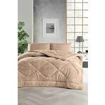 ELY PARKER Battal Boy Renkli Yorgan-Wellsoft Yumuşak-Çift Taraflı 215x235 Bej