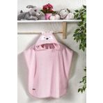 ELY PARKER Bebek Havlusu Panço Çocuk Plaj Havlusu Kapüşonlu (3-8 Yaş) Iç-dış Yüzey %100 Pamuk Pembe Kedi