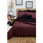 ELY PARKER Çift Kişilik Nevresim Takımı-Kolay Ütü (Lastikli Çarşaf+Çift Yönlü Yorgan Kılıfı+Yastık Kılıfı) (Bordo-Siyah, 180x200)