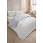 Ely Parker Çift Kişilik Pike Çift Taraflı Kapitone Pike ve Yatak Örtüsü Takımı – 200X230 cm Desenli (Çarşafsız) - Gri - Beyaz