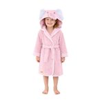 ELY PARKER Çocuk Bornozu Kapşonlu-Haynanan Figürlü-Kız Bebek Bornoz-Çocuk-Fil Pembe-9-10 Yaş, Ely Parker, Fil-pembe, 9-10 Yıl