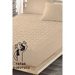 ELY PARKER Kahve Renkli Yatak Koruyucu Alez, Tek Kişilik, Pamuklu, Kapitoneli Fitted (90x190) Açık Kahverengi