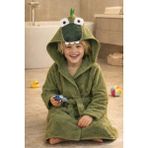 Ely Parker Kapüşonlu Çocuk Bornoz Pamuklu Kız-Erkek Bebek Çocuk Bornozu Hayvan Timsah Yeşil - 3 - 4 Yaş