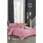 Ely Parker Kolay Ütü 100X200 Tek Kişilik Nevresim Takımı (Gri Lastikli Çarşaf+Yorgan Kılıfı+Y.k) Pembe - 100 x 200 cm - Pembe - Gri