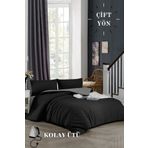 ELY PARKER Kolay Ütü-100x200-tek Kişilik Nevresim Takımı (gri Lastikli Çarşaf+yorgan Kılıfı+yastık Kılıfı)