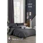 Ely Parker Kolay Ütü 120X200 Tek Kişilik Nevresim Takımı (Gri Lastikli Çarşaf+Yorgan Kılıfı+Y.k) Antrasit - 120 x 200 cm - Antrasit - Gri
