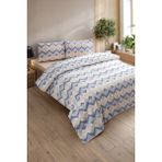 Ely Parker Kolay Ütü 90X190 Tek Kişilik Nevresim Takımı( Lastikli Çarşaf Yorgan Kılıfı Yastık Kılıfı) - Mavi - 90 x 190 cm