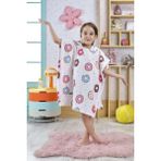 Ely Parker Panço Çocuk Bornoz Plaj Havlusu Kapşonlu (3-8 Yaş) İç Yüzey Pamuklu Baskılı Donut - Beyaz - Ekru - Mavi - 2 - 8 Yaş