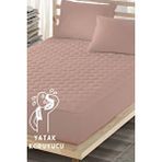 ELY PARKER Pudra Renkli Yatak Koruyucu Alez, Bebek Yatağı, Beşik Boy, Pamuklu, Kapitoneli Fitted (70x140)
