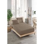 Ely Parker Renkli Alez Sıvı Geçirmez Pamuklu Kapitoneli Fitted Kahve Çift Kişilik Tek Bebek Su Yatak Koruyucu - 180 x 200 cm - Bej