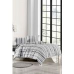 ELY PARKER Tek Kişilik Nevresim Takımı (90x190 Lastikli Çarşaf+yorgan Kılıfı+y.kılıfı) Çizgili Beyaz