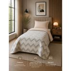 Ely Parker Tek Kişilik Pike Çift Taraflı Kapitone Pike ve Yatak Örtüsü Takımı – 160X230 cm Desenli (Çarşafsız) - Bej