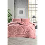 ELY PARKER Tek Kişilik Renkli Yorgan, Pudra, Çift Taraflı Kullanım, Peluş Polar ve pamuk, 155x215 Pembe