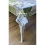 Elyaf Astarlı Beyaz Gelincik Desen Kaymaz Pvc Muşamba Masa Örtüsü - Açık Yeşil - 140 x 260 cm