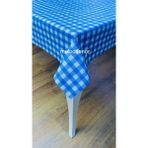 Elyaf Astarlı Pötikare Kaymaz Kolay Silinebilir Pvc Muşamba Masa Örtüsü - Mavi - 140 x 140 cm