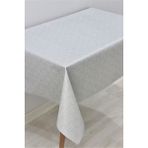 Elyaf Astarlı Silinebilir Pvc Muşamba Masa Örtüsü - Gri Keten - 140 x 140 cm