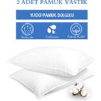 Elyaf Sepeti 2 Adet Pamuk Yastık %100 Pamuk Dolgulu 50X70 cm Beyaz - 50 x 70 cm