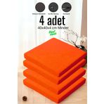 Elyaf Sepeti 4'lü Sandalye Minderi Fermuarlı Su Itici Kumaş 40x40x4 Cm Sünger Sandalye Minderi Bağcıklı Turuncu