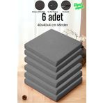 Elyaf Sepeti 6'lı Sandalye Minderi Fermuarlı Su Itici Kumaş 40x40x4 Cm Sünger Sandalye Minderi GRİ