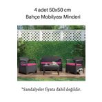 Elyaf Sepeti Bahce Mobilyasi Minderi 4' Lü Set Pembe 50x50 Cm Rattan Minderi