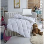 Elyaf Sepeti Bebek Yorgan Seti Bebe Yorganı (100X150 Cm) + Bebe Yastığı - Beyaz - 100 x 150