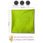 Elyaf Sepeti Su İtici Kare Fermuarlı Yer Minderi Kılıfı Bahçe Minder Kılıfı 70x70 cm Fıstık Yeşili