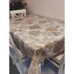 Elyaflı Pvc Muşamba - Desenli Silinebilir Masa Örtüsü - Kahve - 140 x 260 cm