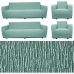 Elyar Home Jakarlı Düz Desen 3 3 1 1 Lastikli Koltuk Örtüsü Takımı Kanepe Çekyat Örtüsü Koltuk Kılıfı - 180 x 230 cm - Mint