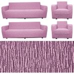 Elyar Home Jakarlı Düz Desen 3 3 1 1 Lastikli Koltuk Örtüsü Takımı Kanepe Çekyat Örtüsü Koltuk Kılıfı - 180 x 230 cm - Pembe