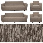 Elyar Home Jakarlı Düz Desen 3 3 1 1 Lastikli Koltuk Örtüsü Takımı Kanepe Çekyat Örtüsü Koltuk Kılıfı - 180 x 230 cm - Vizon