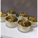 Elzem Dekoratif Gold Kapaklı 6 Lı Tatlı Kasesi Sunumluk Ikramlık Cam - Ekru