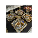 Elzemm store 4 ADET ÇELİK KARE TEPSİ PLASTİK GOLD ÇERÇEVELİ SERVİS VE SUNUM TEPSİSİ LÜX GÖRÜNÜM