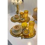 Elzemm store Çelik Gold 2 Adet Işlemeli Dantel Desenli Artnova Servis Tepsisi 30 Cm