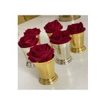 Elzemm store GOLD VE GÜMÜŞ RENK 6 LI GÜL KOVASI KIRMIZI KADİFE GÜLLER DAHİL