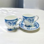 Elzey Home Porselen 2'li Nostaljik Kahve Fincan Seti - Beyaz - Kırmızı