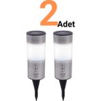 Ema Dükkan 2 Adet Solar Dekoratif Bahçe Lambası 3W | Çim Üstü Solar Aydınlatma | IP65 Su Geçirmez | 6V Güneş Enerjili LED Armatür - Beyaz