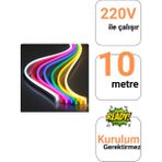 Ema Dükkan 220V Rgb Neon LED Set 10 Metre | Kumandalı Renk Değiştiren Şerit | IP65 Su Geçirmez Dekoratif Aydınlatma - Çok Renkli