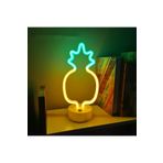 Ema Dükkan Ananas Neon Led Işıklı Usbli Pilli Neon Led Işıklı Masa Lambası Dekoratif Aydınlatma Gece Lambası